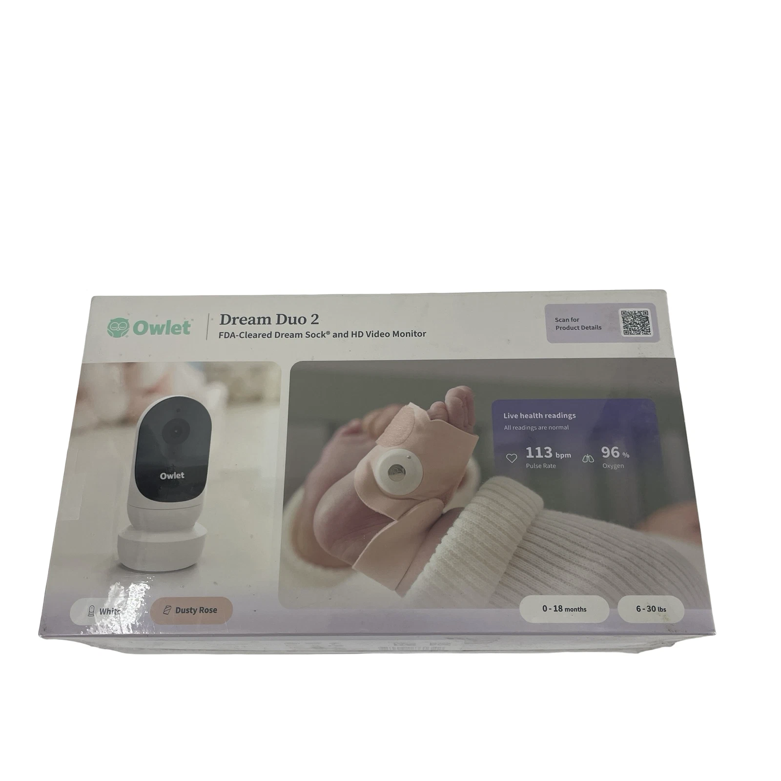 Owlet Dream Duo 2 Smart Baby Monitor Dream Sock & HD Video Wifi Camera #N1322