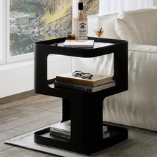 Side Table,Modern end Table,Unique nightstand,Bedside Table,Black Metal Night...