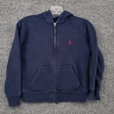 Polo Ralph Lauren Hoodie Boys S Small Blue Sweatshirt Fleece Full Zip Pony