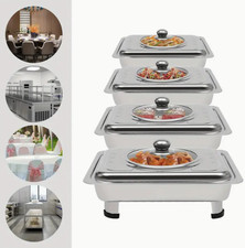 4pcs Buffet Serving Dish Tray Food Warmer Set Chafing Plates Catering Table UK