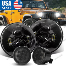 100w 7 Round Led Headlights Parking Lamps For Jeep Wrangler Jk 2007-2018 A