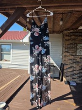 Black & Blue Floral Sleeveless Mesh Maxi Dress Small