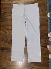 Nike Golf Dri-Fit Gray White Pin Stripe Stretch Trouser Pants Men's 38/34