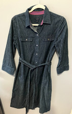 Talbots Women's Jean Chambray Shirt Dress Dark Wash Size 10 Button Up Denim