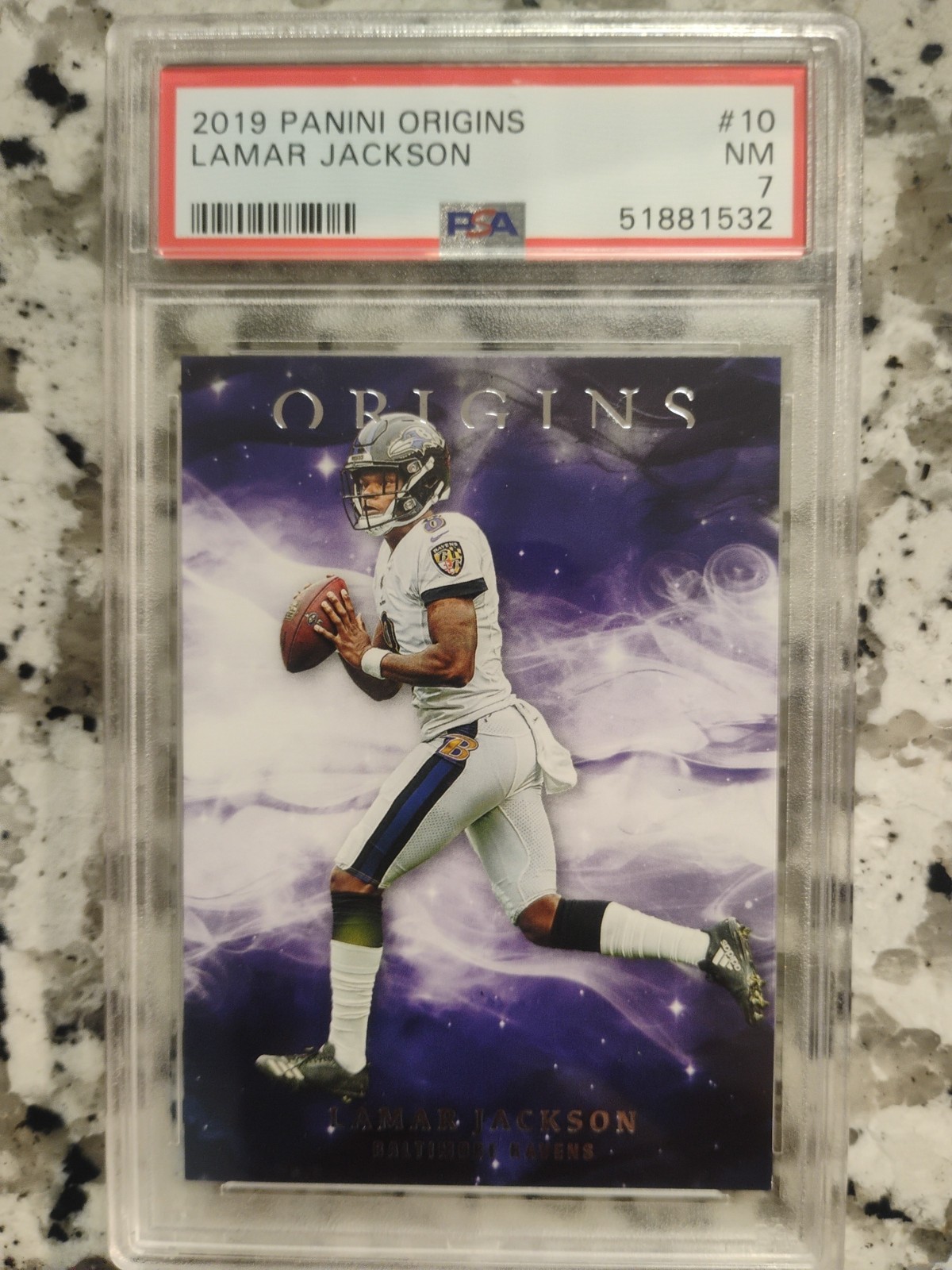 2019 Panini Origins - Lamar Jackson #10 Near Mint 7 PSA view 1