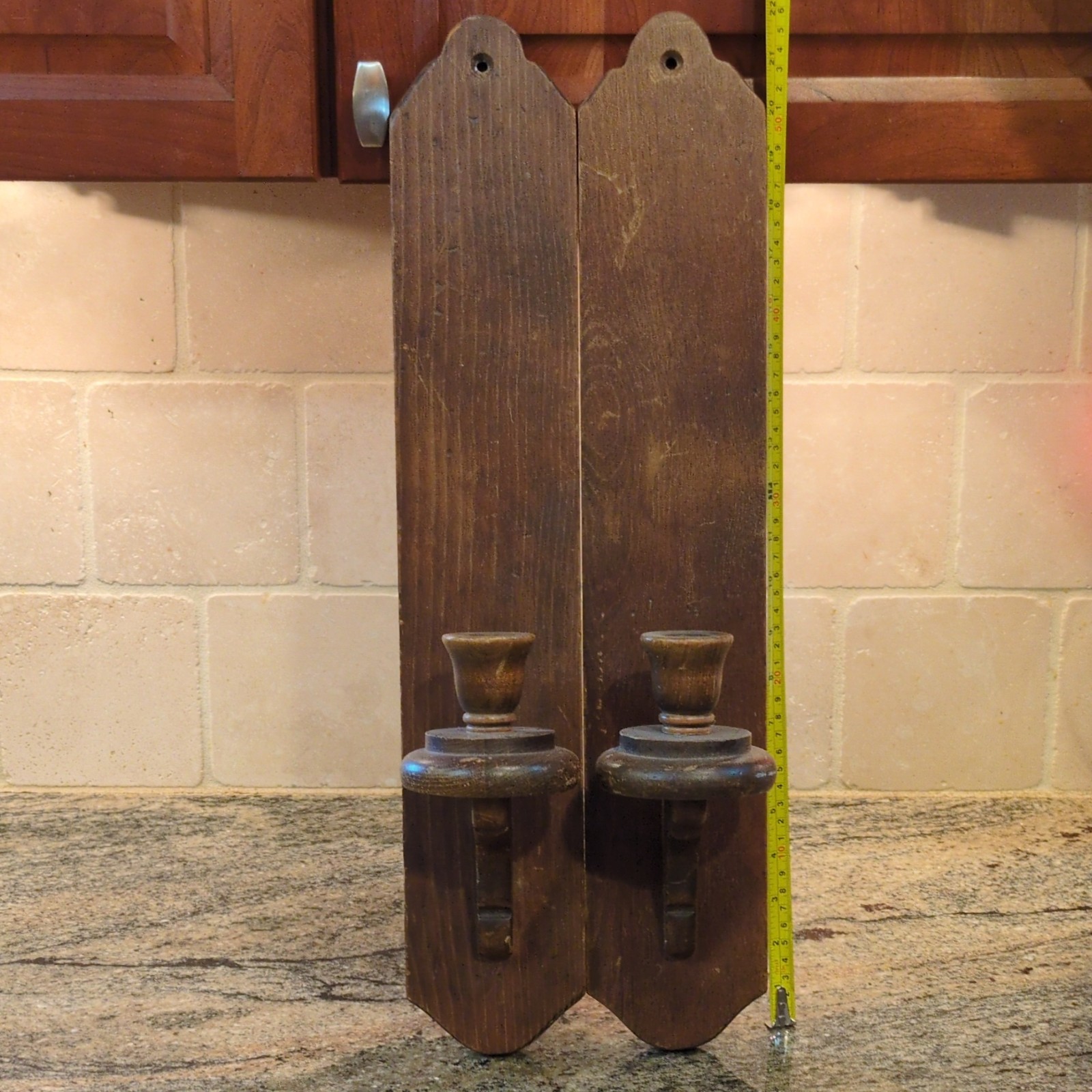 Large Rustic Wooden Wall Mounted Sconce Pair, Decorative Can