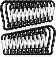 24 PCS Small Carabiner Clips, Spring Snap, Keychains Hooks, 2" Aluminum Ring, Mu