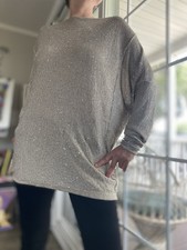 Free People Sequined Sweater Mini Dress Cream Gold Open Back Size S P