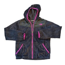 The North Face Youth Girls XL Black Fleece Hoodie Jacket Pink Trim Full Zip