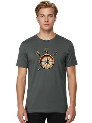 Compass-And-Arrows Mens Graphic Tee, 100% Cotton, Casual Summer Wear