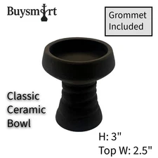 Classic Ceramic hookah Bowl - Durable, Even Heat - Grommet Included