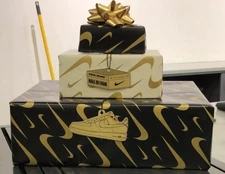Nike Gift Wrap Wrapping Paper Black White Gold Bow Christmas Gifts 39"x27"