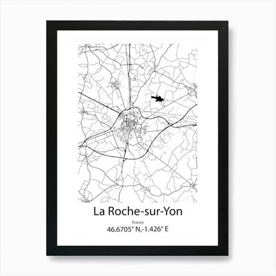 La Roche Sur Yon,France Minimalist  Framed Wall Art Poster Canvas Print Picture