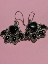 Heart Paw print Earrings 13.92 Grams Vintage 925 Sterling Silver Space