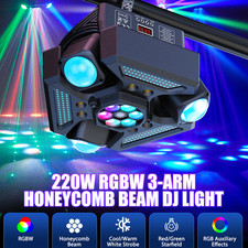 220W RGBW 3-Arms Honeycomb Beam DJ Light Laser Moving Head Lighting DMX Disco