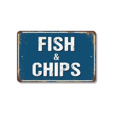 Fish And Chips Street Sign Crispy Golden Goodness Durable Perfect for Kitchens