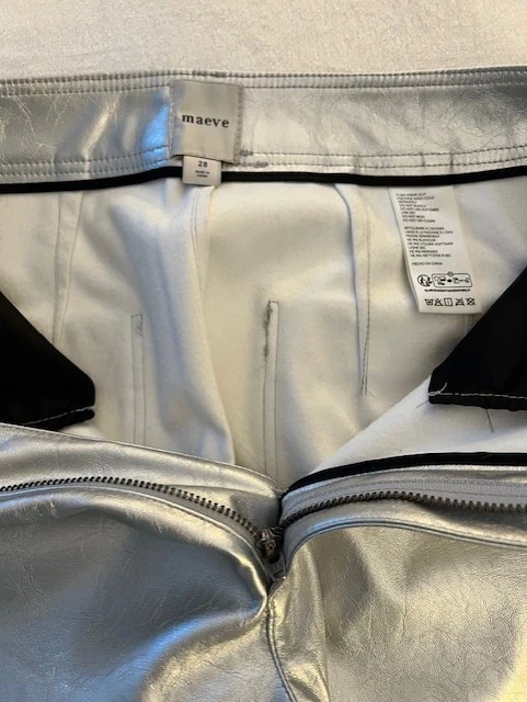 Pantalón corto Anthropologie MAEVE Colette plateado tiro alto pierna ancha talla 28 nuevo con etiquetas Foto 4 de 4