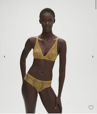 Simone Perele SET Paris Embleme Bralette Bra Bikini panty Golden Yellow XS 1 S 2