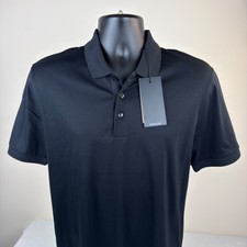 Hugo Boss Phillipson Mens Black Mercerized Cotton Polo Shirt Slim Medium New