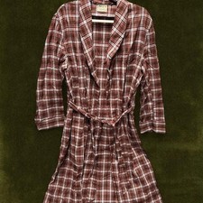 Vintage 1960s Amcrest Plaid 100 Cotton Robe w/ original storage Bag - size M-