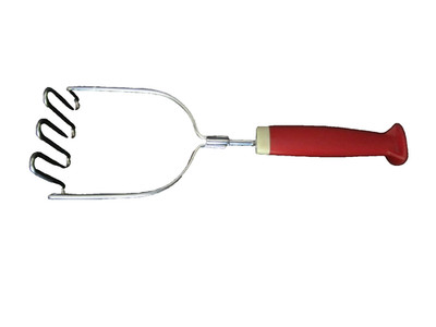 Vintage EKCO Eterna Potato Masher Stainless Steel Red Cream Handle USA Kitchen