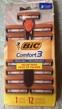 Bic Comfort 3 Value Pack Razors 1 Handle 12 Cartridges