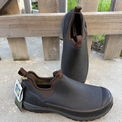 NEW Bogs Men's Ultra-Waterproof Slip-On Work Boots Size 10 Black & Brown Ankle