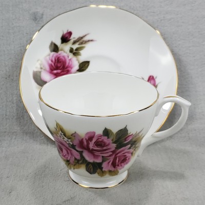 Vintage Duchess Bone China England Pink Rose Tea Cup & Saucer & Set Gold Trim