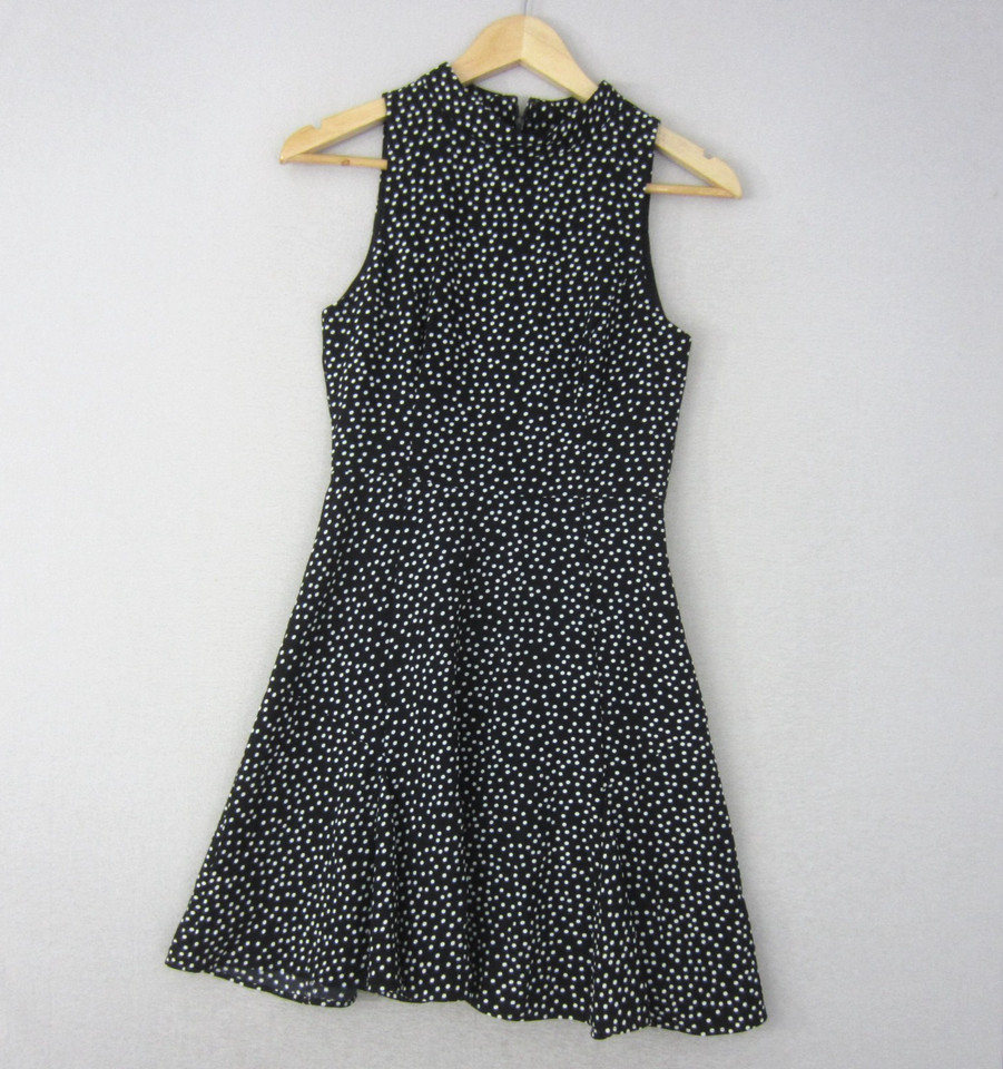 Forever New Dress Womens 6 Black White Fit Flared Sleeveless Flowy Work Office