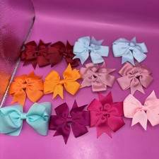 Dainty Hair Bows w/ Alligator Clips Lot of 12 4 Pair and 4 Singles Cute 0988