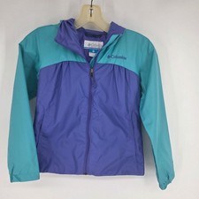 Columbia Girls Omni-Shield Windbreaker Jacket Purple Teal Colorblock Small 7/8