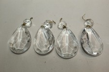 Vintage Faceted Teardrop Crystal Chandelier Lamp Prisms - Lot of 4