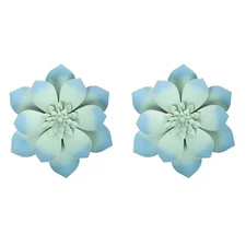 Metal Flower 2pcs Blue - 13" Metal Decorative Wall Art Flowers Rustic Floral ...