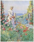 Decor Floral POSTER.  Woman admiring garden. Flower Home Shop Wall Art. 1635