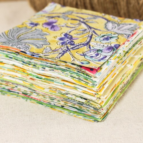 100 Yellow Floral Charm Squares Print Quilting Fabric Remnants Sewing Craft diy - Picture 2 of 9