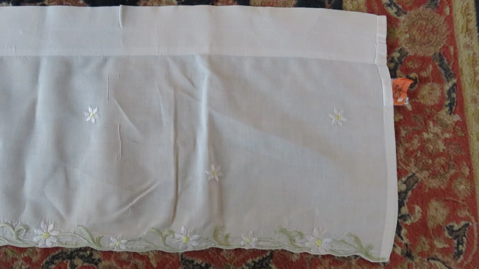 Juego de 2 cortinas de cenefa bordadas margarita casa de campo en mal estado cabaña elegante Foto 3 de 4