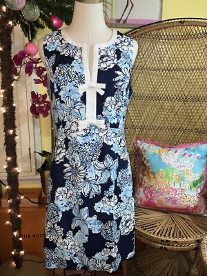 Lilly Pulitzer NWT Aria Cotton Shift Dress Navy Bouquet All Day