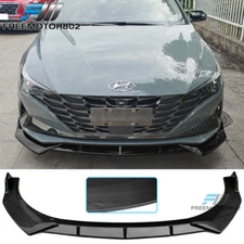 Fits 21-23 Hyundai Elantra 4DR Carbon Fiber Print 3PC Front Bumper Lip Splitter