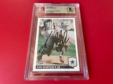 Ken Norton Cowboys 1992 Fleer Card Signed Auto Beckett BAS Slabbed