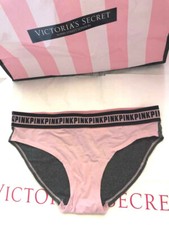 Victoria's Secret Pink Logo Colorblock Bikini Panty Gray/Pink Large NWT