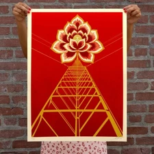 FLOWER POWER (RED) SIGNED & NUMBERED SCREEN PRINT OBEY - READY TO SHIP