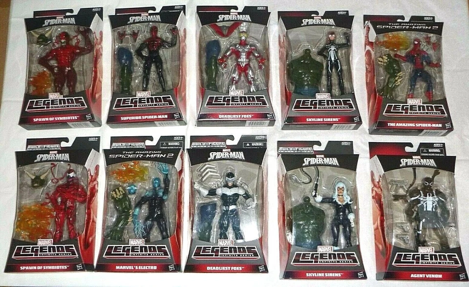 MARVEL LEGENDS SPIDER-MAN CONSTRUIR UNA FIGURA DUENDE VERDE CONJUNTO DE 10 AGENTES VENENO NUEVO Foto 2 de 4