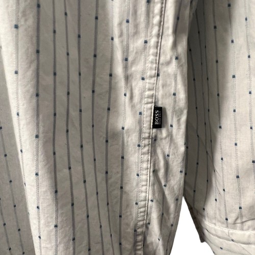 Hugo Boss Regular Fit Striped And Spotted White Button Dress Shirt Mens Size XL - Picture 7 of 7