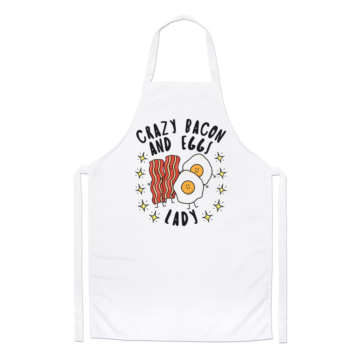 Crazy Bacon And Eggs Lady Stars Chefs Apron Funny Food Breakfast Cooking Baking