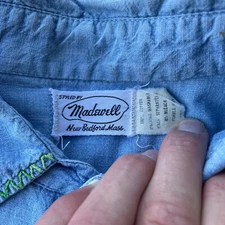 vtg 70s Madewell rancher Chambray western work wear shirt usa made Chain Stitch