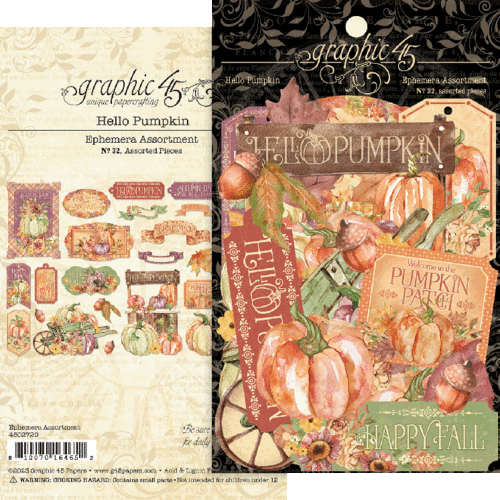 GRAFIK 45 "HELLO PUMPKIN" EPHEMERA SORTIMENT HERBST HERBST SCRAPJACK'S PLACE - Bild 1 von 2