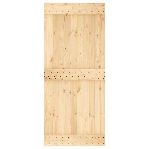 Sliding Door with Hardware Set 90x210 cm Solid Wood Pine vidaXL - Picture 4 of 11
