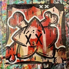 Ghostgrl Graffiti Art ORIGINAL Street Urban Star 4x4 PAINTING Pop Outsider 👻