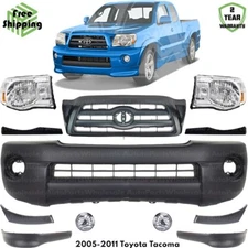 Front Bumper Cover Fascia & Headlight Assembly Kit For 2005-2011 Toyota Tacoma