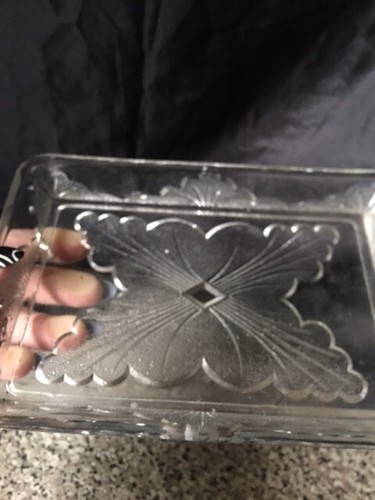 Art Deco Glass Cheese Platter Dish & lid By Sherdley Glassworks Large Heavy 1920 - Picture 3 of 21
